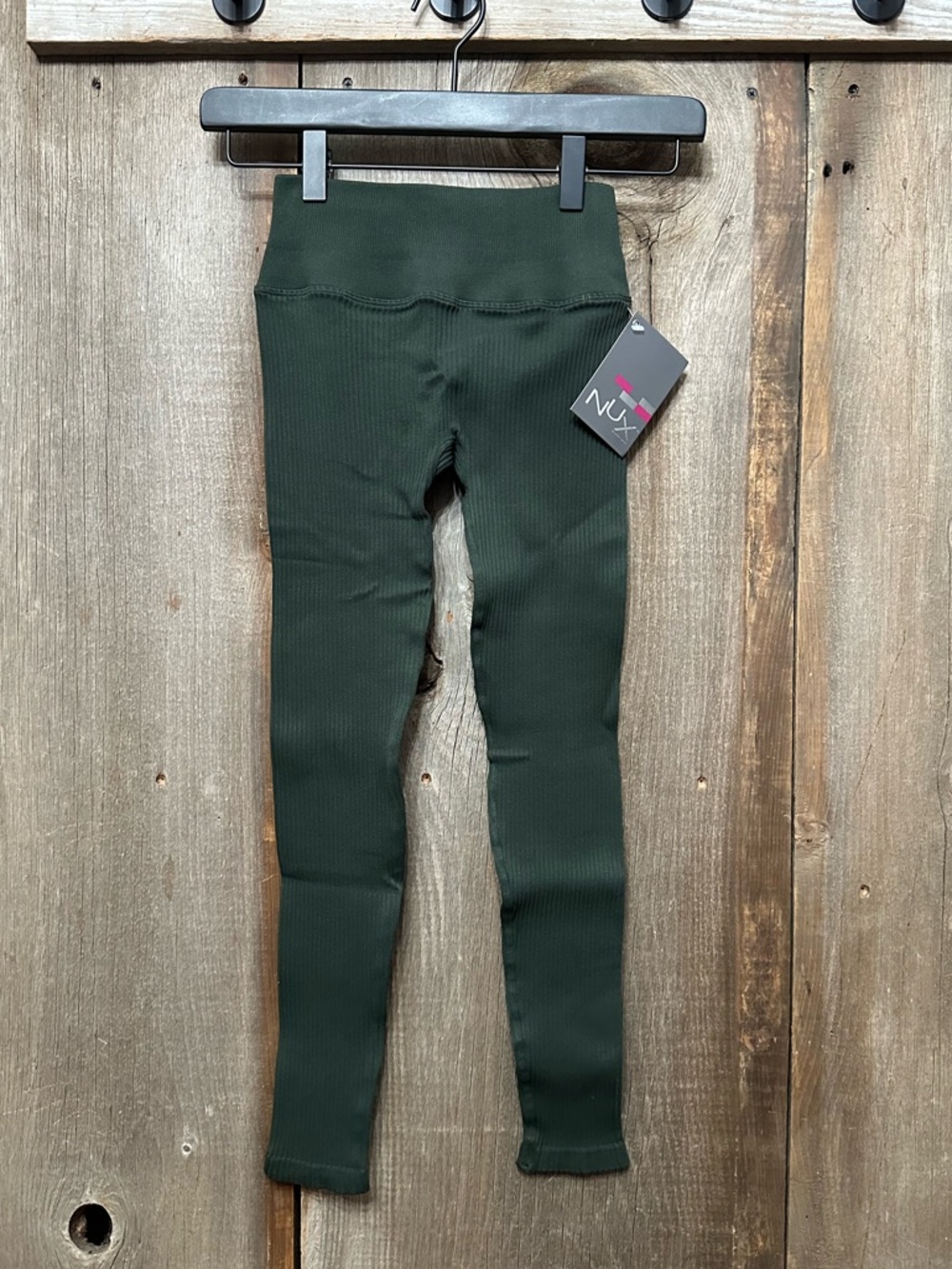 NUX Ribbed Compression Legging in Dark Green Size Small Low Rise